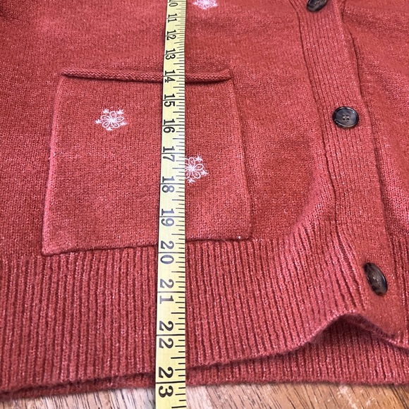 Floral Embroidered V-Neck Cropped Cardigan Rust Size XXL - Picture 11 of 11